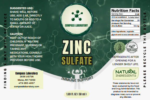 Zinc Sulfate 7.5 mg/2 mL Oral Solution - 50 mL Bottle (25 Servings) - Compass Laboratory