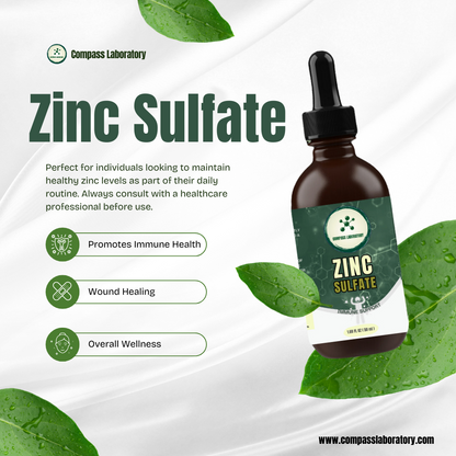 Zinc Sulfate 7.5 mg/2 mL Oral Solution - 50 mL Bottle (25 Servings) - Compass Laboratory