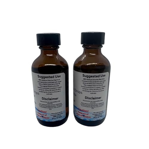 Water Purification Kit - 2-Part Chlorine Dioxide Solution (Sodium Chlorite & Citric Acid), 2x50 mL - Compass Laboratory