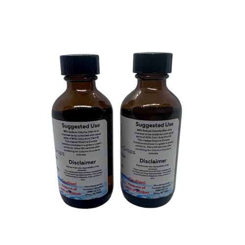 Water Purification Kit - 2-Part Chlorine Dioxide Solution (Sodium Chlorite &amp; Citric Acid), 2x50 mL - Compass Laboratory