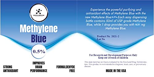 Methylene Blue 0.5% | USP Grade | Burning Mouth Syndrome | 1 drop contains 0.25 mg Methylene Blue | 50 mL Glass Dropper Bottle - Compass Laboratory