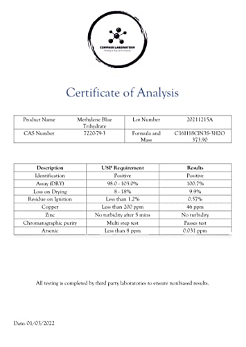 Methylene Blue 0.5% | USP Grade | Burning Mouth Syndrome | 1 drop contains 0.25 mg Methylene Blue | 50 mL Glass Dropper Bottle - Compass Laboratory