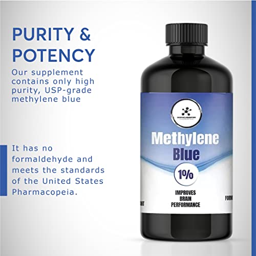Methylene Blue 1% | USP Grade | Large Refill Bottle | 1 drop contains 0.5 mg Methylene Blue | 237 mL Glass Bottle - Compass Laboratory