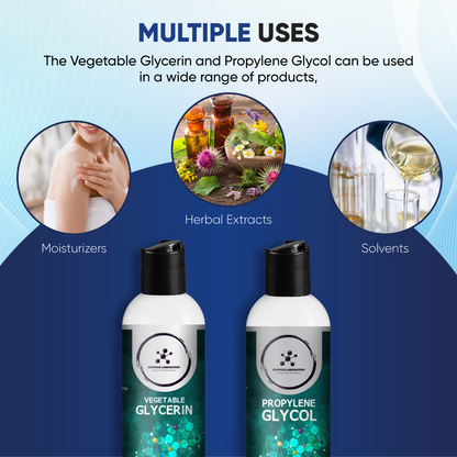 Compass Laboratory Propylene Glycol and Vegetable Glycerin 2 Pack Bundle – Non-Toxic, Safe, 100% Pure, USP Grade, Food Grade Bulk PG and VG for Soaps, Lotions, Moisturizers, Solvents & More - Compass Laboratory